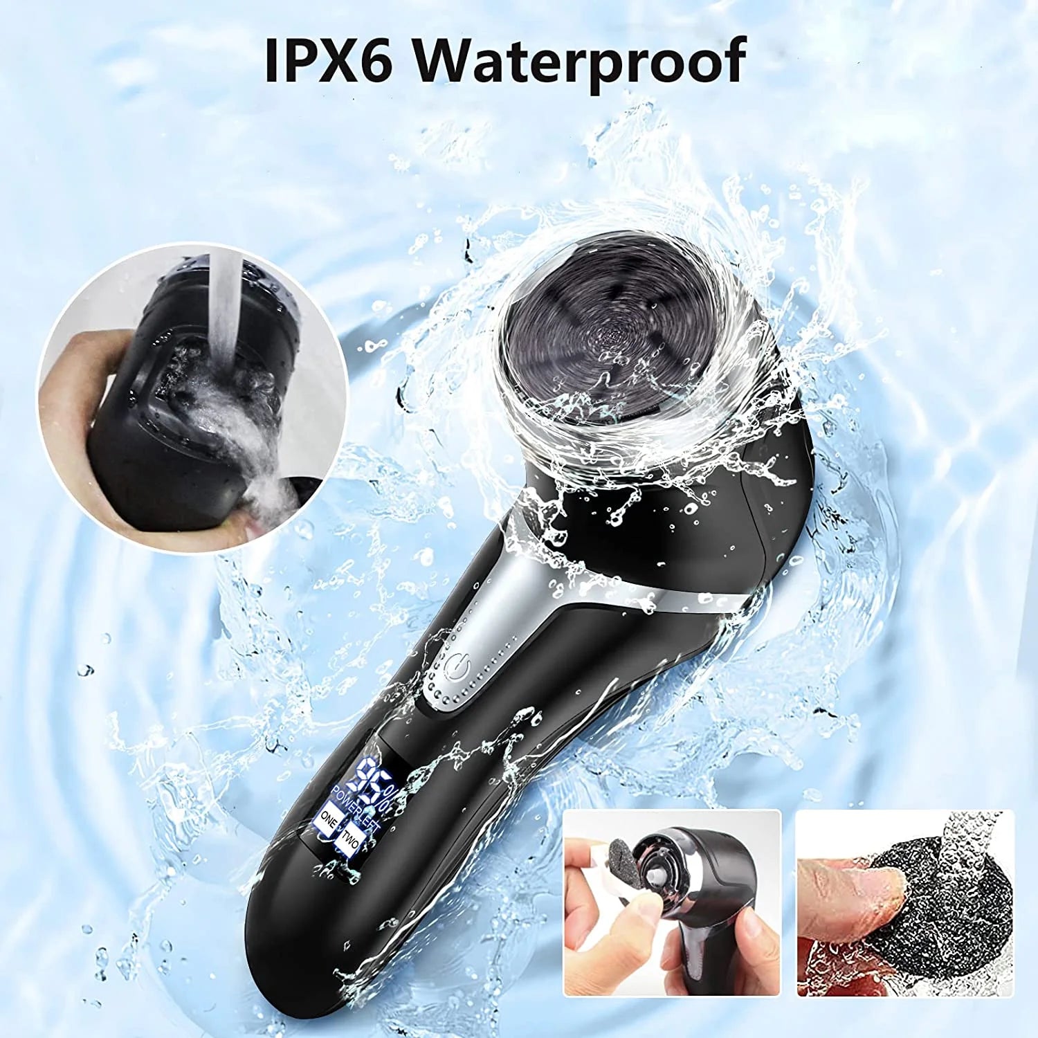 Prociv Electric Foot Callus Remover with Vacuum Cleaner, Rechargeable Foot File Dead Skin Remover with 2 Speed, 3 Grinding Head, LCD Display, Professional Kit for Foot Care Black