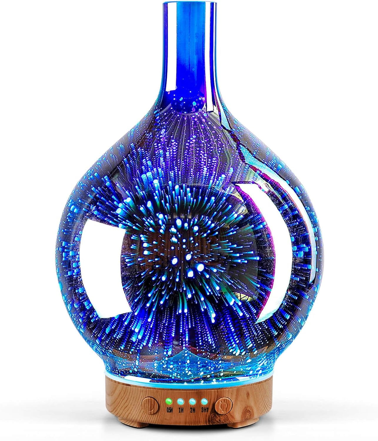 Porseme Rose Gold Essential Oil Diffuser 3D Glass Aromatherapy Ultrasonic Humidifier, Waterless Auto-Off, Timer Setting, BPA Free, Air Refresh for Home Hotel Yoga Leisure SPA Gift 150Ml