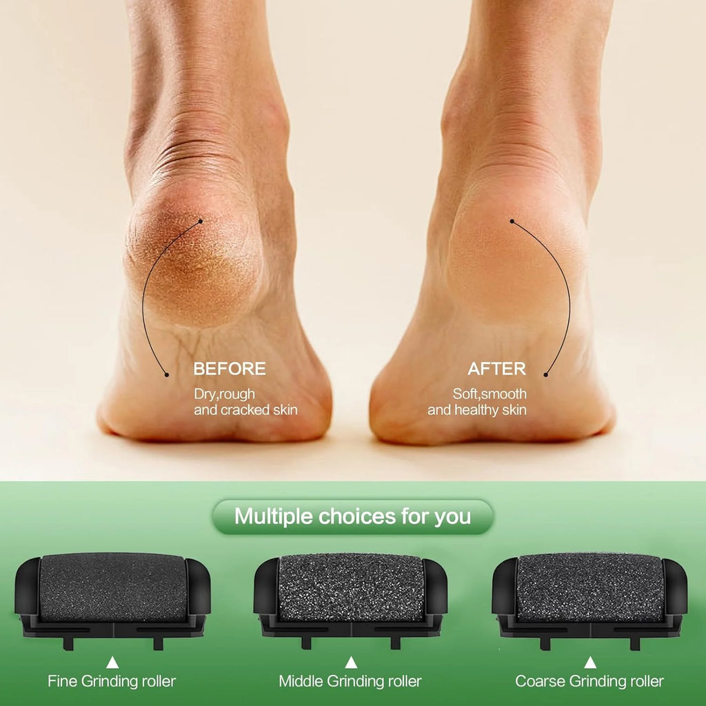 Wiher Electric Foot Callus Remover, LED Light & Display Electric Foot File, Waterproof Electric Foot Filer, 3 Replacement Rollers & USB-C Charging Foot Sanders for Feet Black