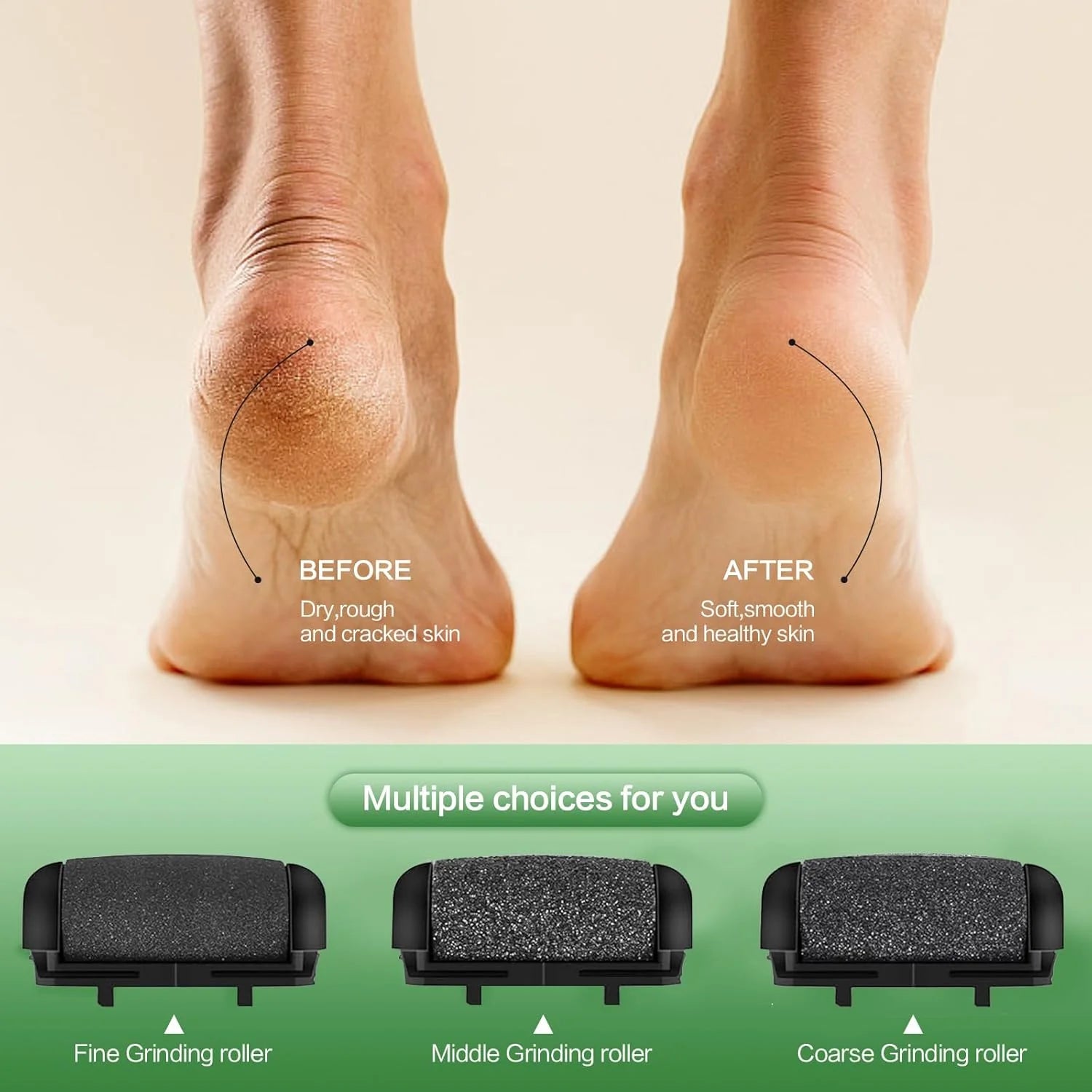 Wiher Electric Foot Callus Remover, LED Light & Display Electric Foot File, Waterproof Electric Foot Filer, 3 Replacement Rollers & USB-C Charging Foot Sanders for Feet Black