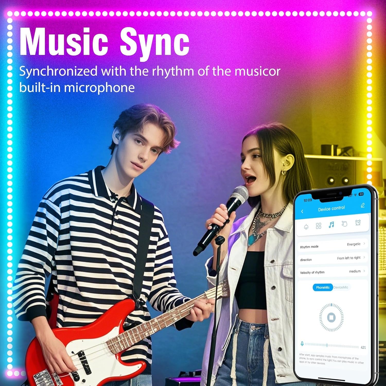 VOLIVO 100Ft Led Strip Lights for Bedroom, Color Changing Led Light Strips Kit with 24 Keys IR Remote and Smart App Control, RGB Music Sync Lighting for Room, Home Decor